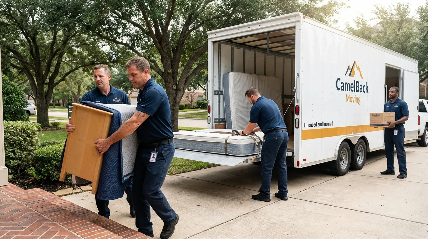 Crew loading residential truck for cross-state move from Yeagertown, PA
