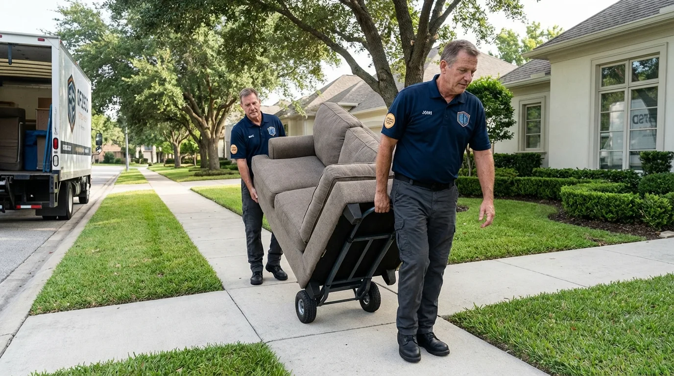Local residential moving crew loading furniture in Yeagertown, PA