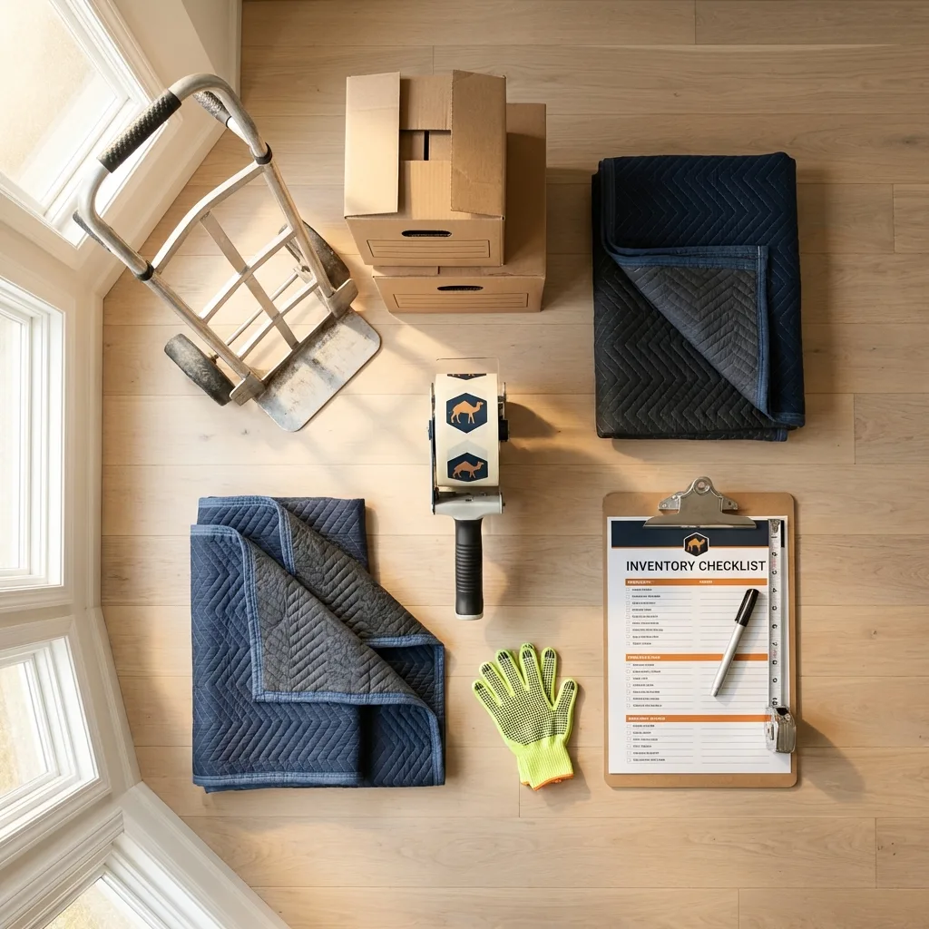Professional moving supplies and packing materials layout for Yeagertown residential relocations