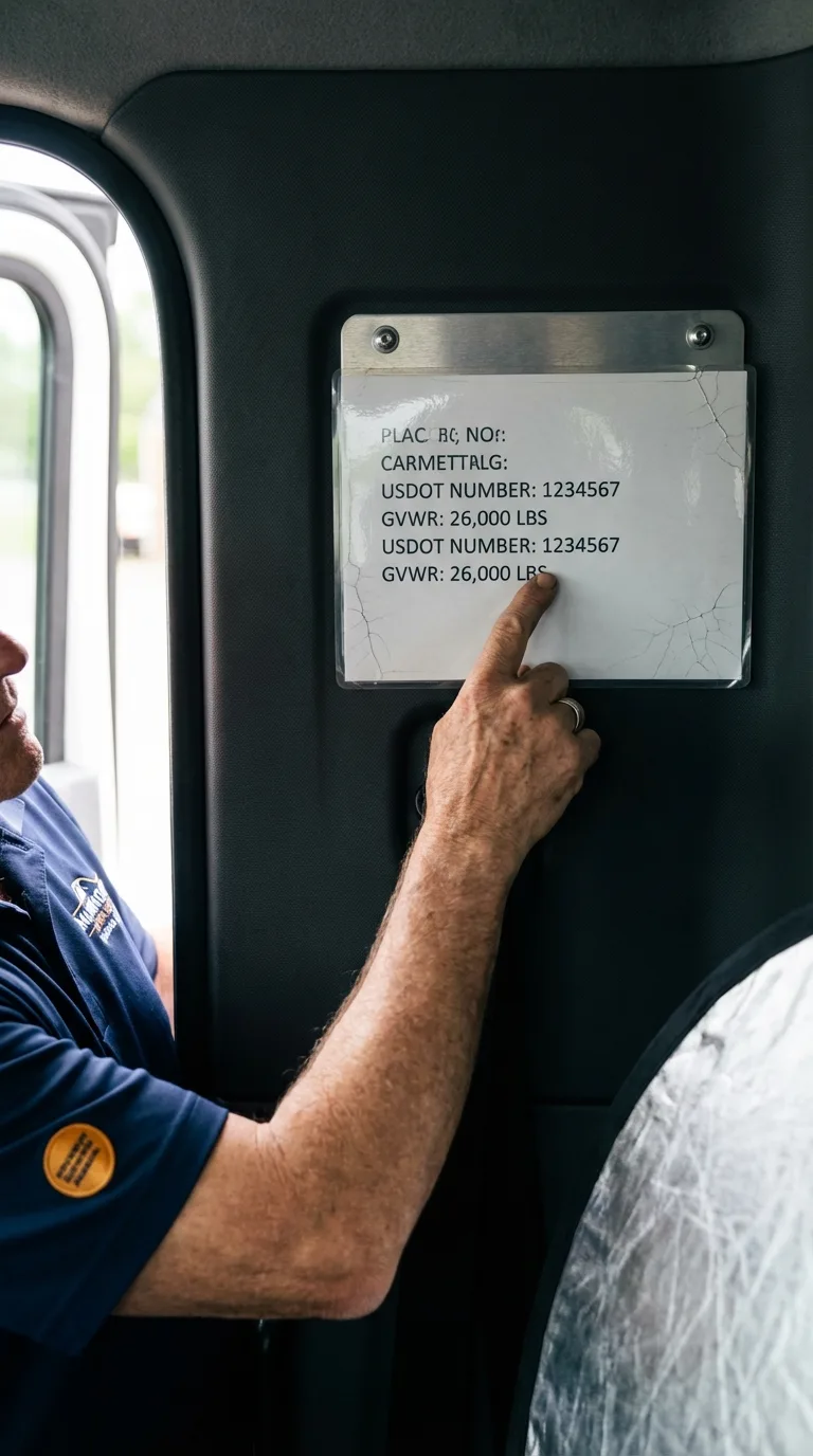 USDOT licensing placard verification in Yeagertown